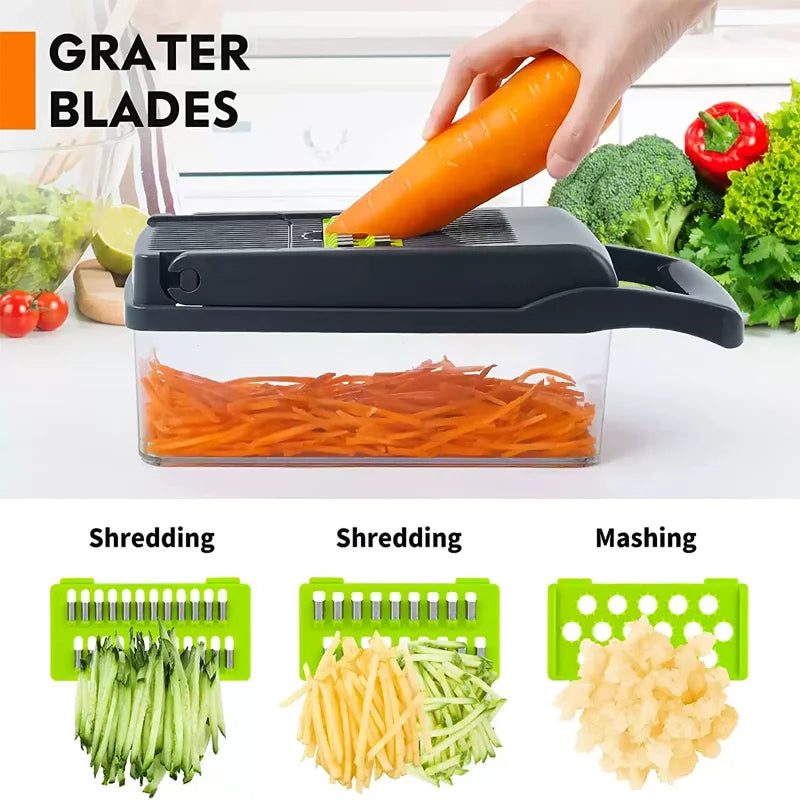 Multifunctional vegetable chopper 14/16 in one chopper handle food grate chopper kitchen vegetable slicer dicing machine cutting