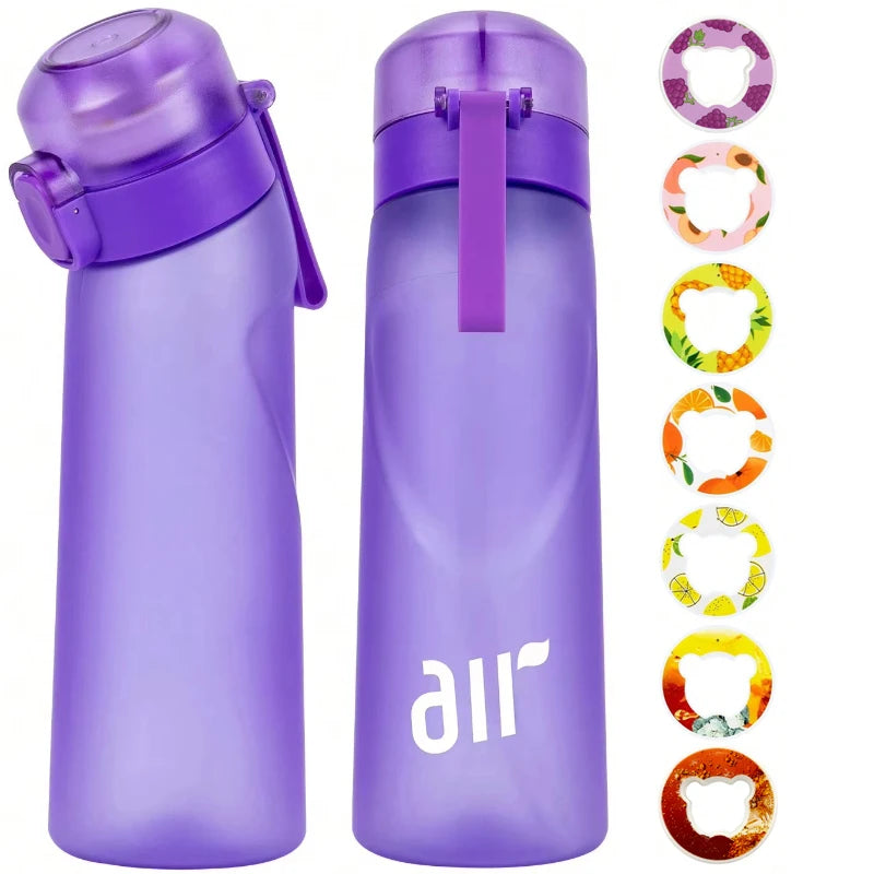 1pc Air Water Bottle With 1pc Random Flavor Pod Sports Fashion Straw Plastic Cup Leak Proof for Outdoor Sports Fitness