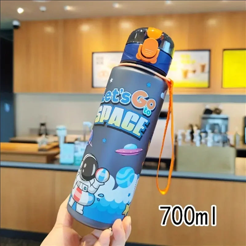 700ml Cosmic Astronaut Themed Insulated Water Bottle Leakproof Flip Lid Carrying Strap Portable Adorable Activities Cup BPA-Free