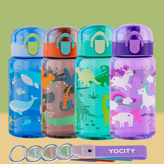 18.6oz Leakproof Cartoon Water Cup Portable Water Bottle With Rope Easy-to-Carry For Outdoor Travel Back to School Essentials