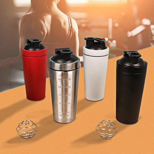 Stainless steel Shaker Bottle Portable protein powder shaker cup Sport Mug Leak Proof Outdoor Fitness Whey Shakes Cup with Scale