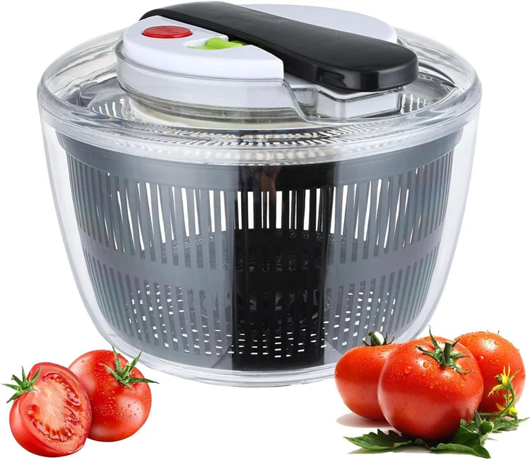 LMETJMA 3L Salatschleuder Große Salatschleuder Mit Deckel Einhand-Easy-Press-Salatschleuder Waschmaschine Trockner Abtropffläche Mixer JT249