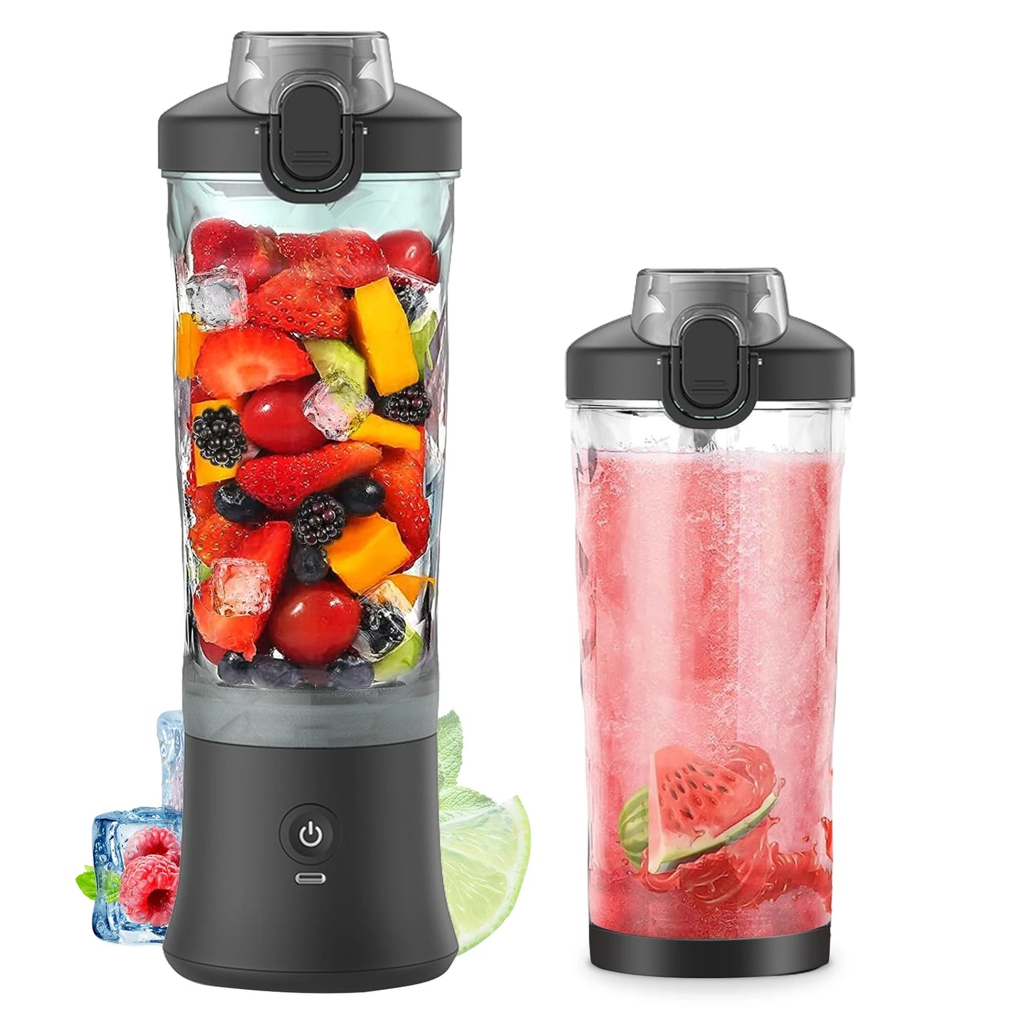 600ml Portable Blender Juicer Cup Handheld for Shakes and Smoothies 150W Waterproof Rechargeable for Travel Sports Home Office