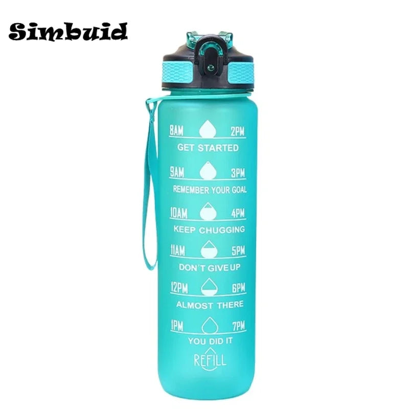 1 Liter Large Capacity Sports Water Bottle Leak Proof Colorful Plastic Cup Drinking Outdoor Travel Portable Gym Fitness Jugs