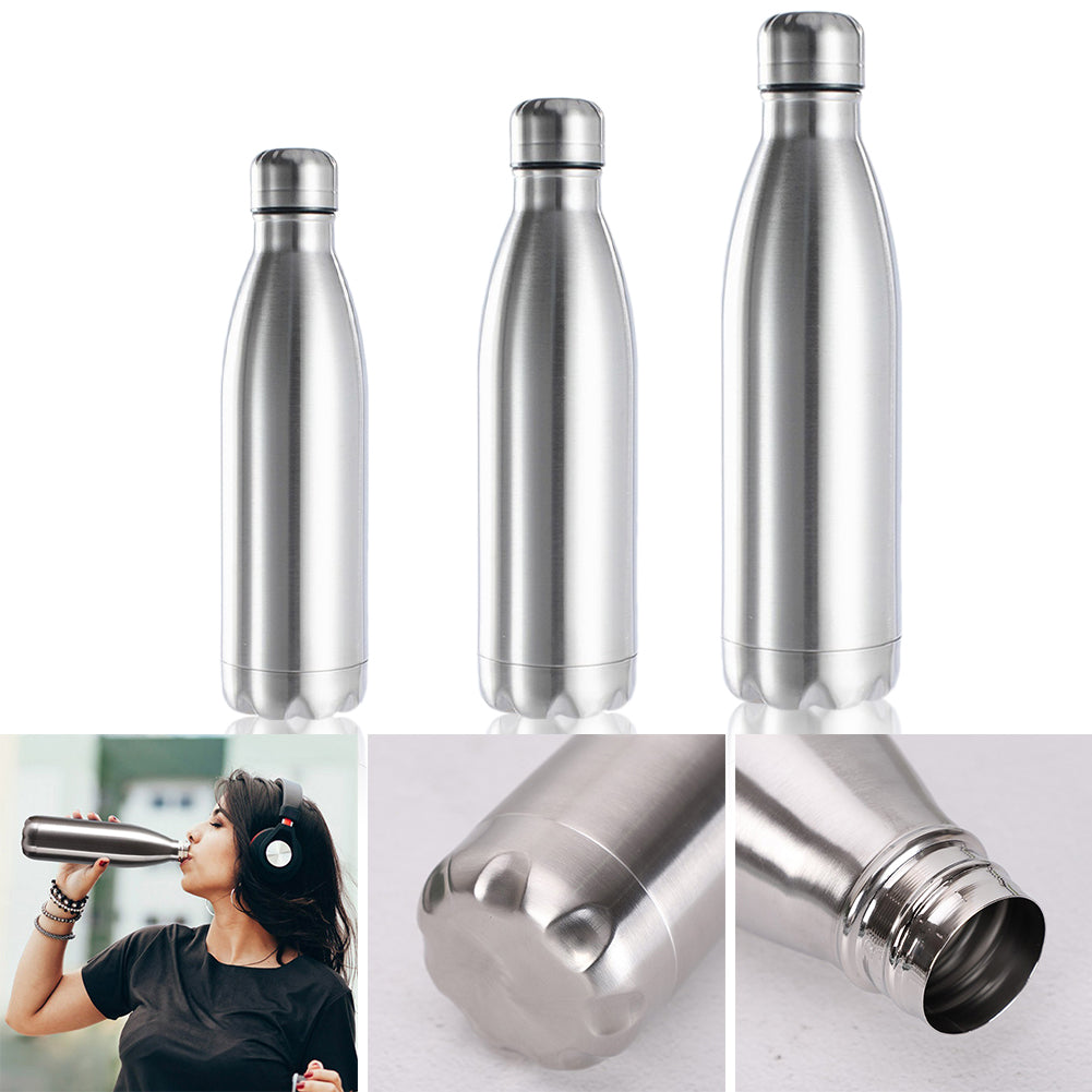 500/750/1000ml Portable Outdoor Water Bottle Food Grade Stainless Steel Single Wall Leakproof Vacuum Cup Hot Cold Water Bottle - Gabriel